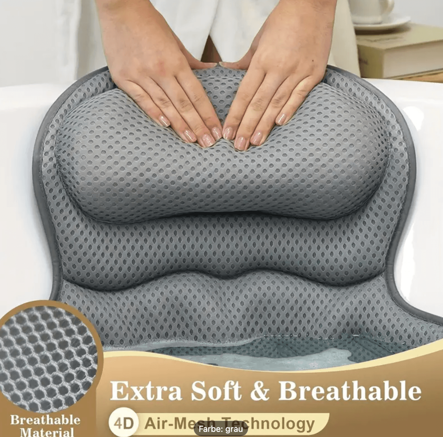 4D Air‑Mesh Badewannenkissen