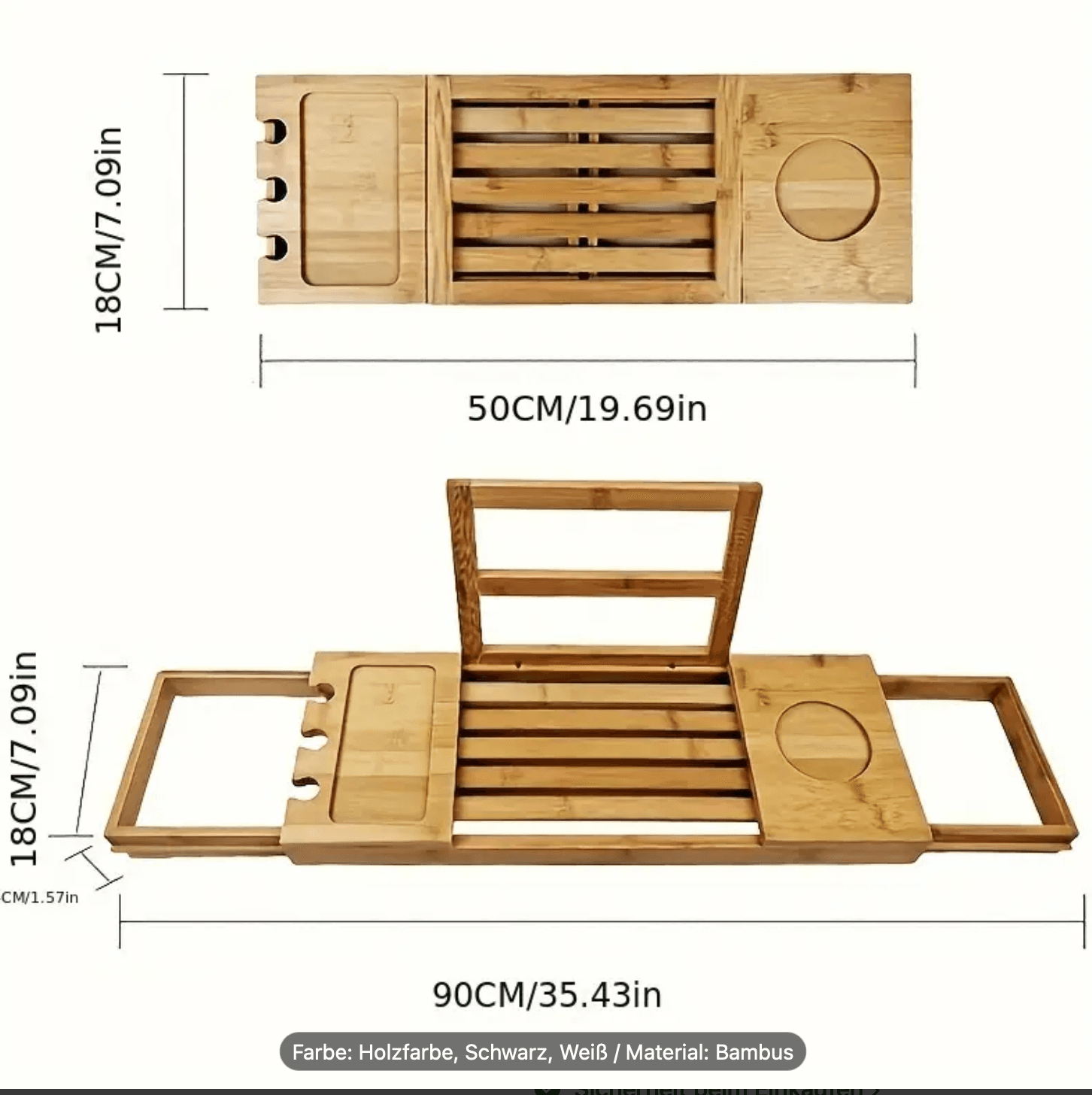 Bambus Badewannenablage 3